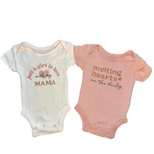 Koala Baby Bundle of Girls 2 One-piece Bodysuits with Cute Sayings Glitter 0-3M